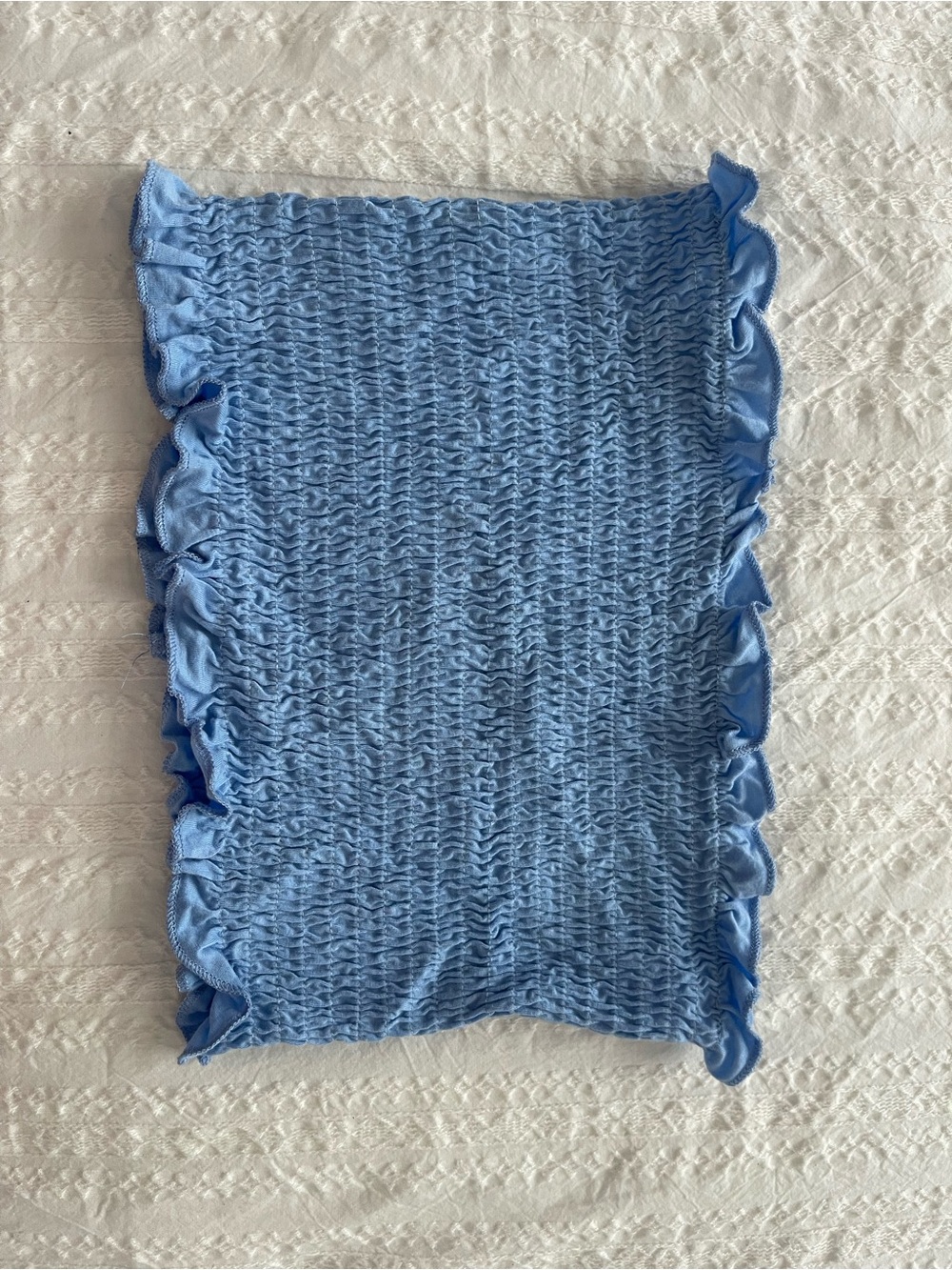 SHEIN Light Blue Smocked Ruffle Tube Top